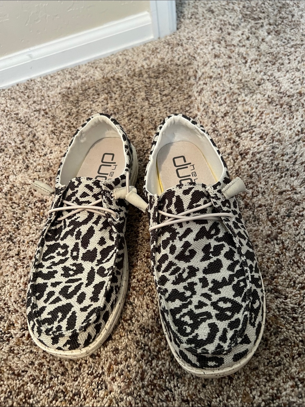Hey Dude Women's Leopard-Print Slip-On Moccasins - Black & Cream